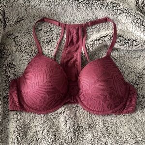 PINK Victoria's Secret Lace Racerback Push-Up Bra in Wine